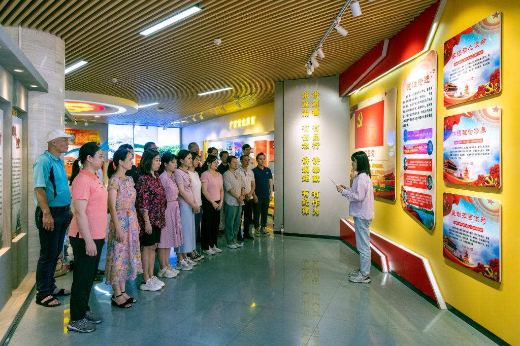 教务发规党支部新党员庞倩仪同志在党旗下向支部表决心